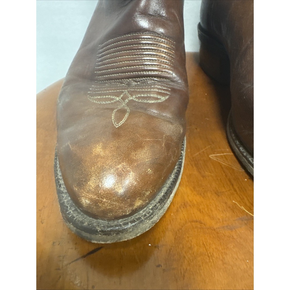 Vintage Tony Lama Brown Western Cowboy Boots Style 5084 Men's 11 E Made In USA - Picture 3 of 7